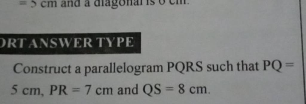 Rt Answer Type Construct A Parallelogram Pqrs Such That Pq 5 Cmpr7 Cm 2283