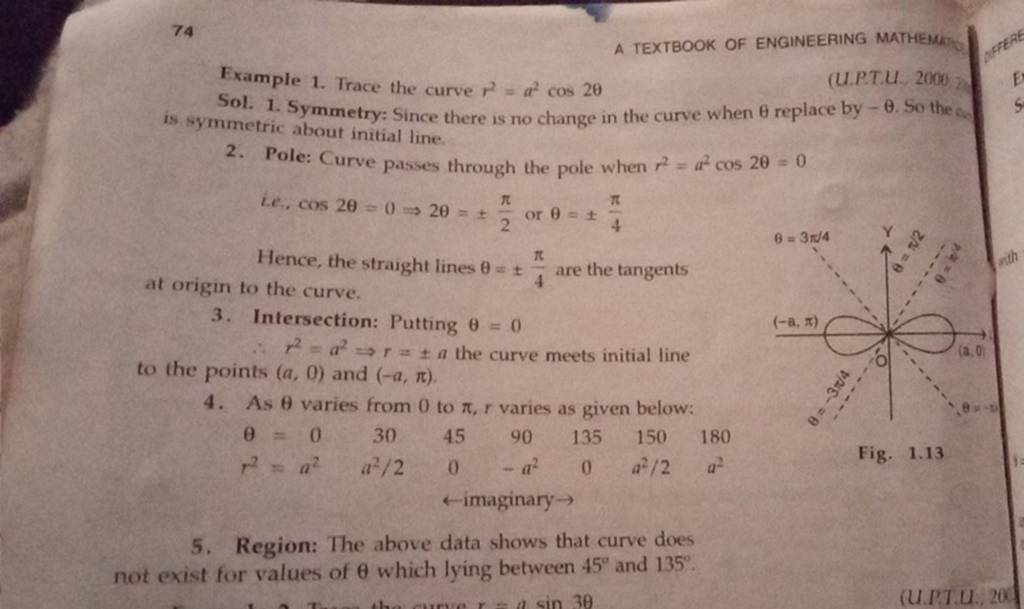 Example 1 Trace The Curve R2 a2cos2 A TEXTBOOK OF ENGINEERING MATHEMKRC example-1-trace-the-curve-r2-a2cos2-a-textbook-of-engineering-mathemkrc
