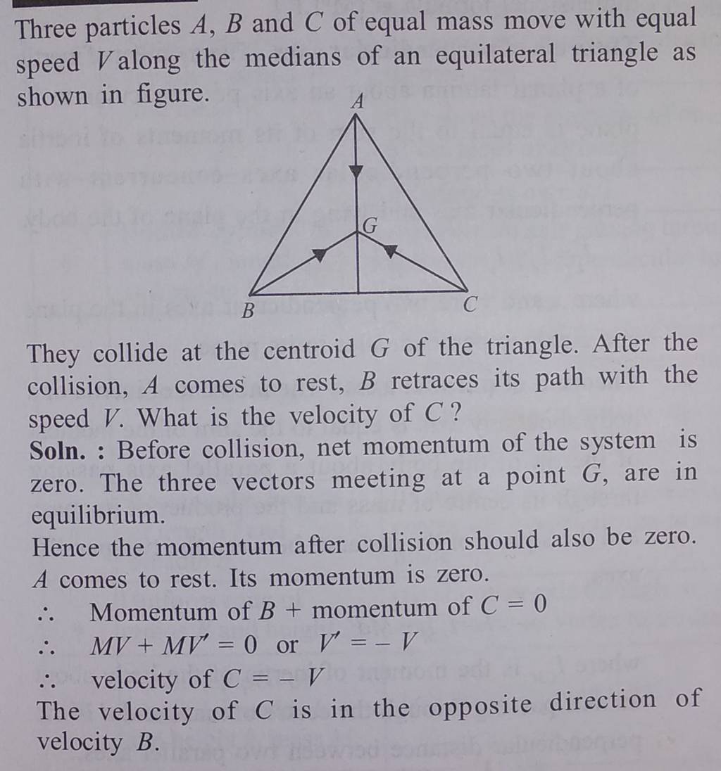 Three particles A,B and C of equal ma…