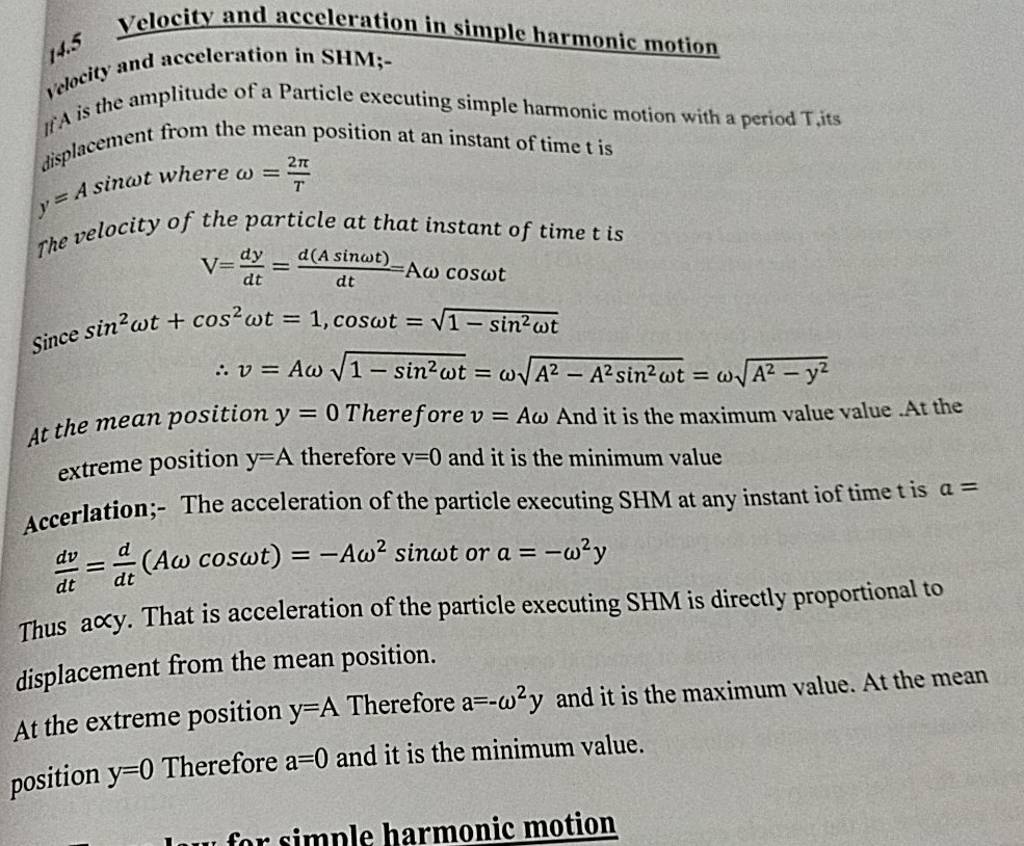 Velocity and acceleration in simple harmonic motion 1eecoity and acceler..