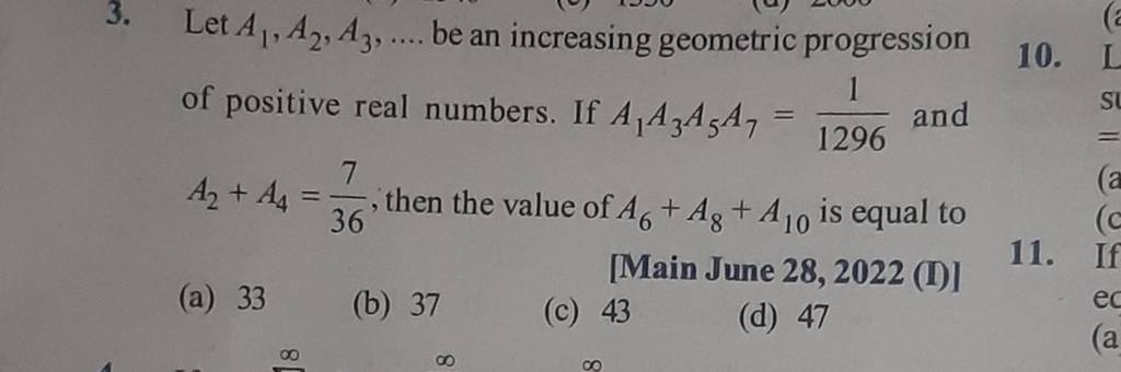 3 Let A1 A2 A3 … Be An Increasing Geometric Progression Of Positive R