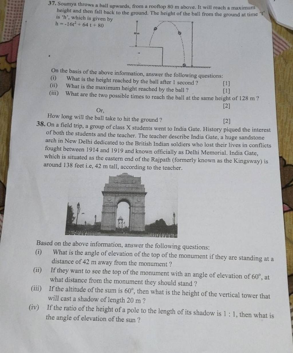 37. Soumya throws a ball upwards, from a rooftop 80 m above. It will reac..