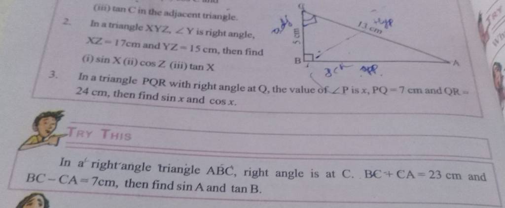 Ii Tanc In The Adjacent Triangle 2 In A Triangle Xyz ∠y Is Right Angl