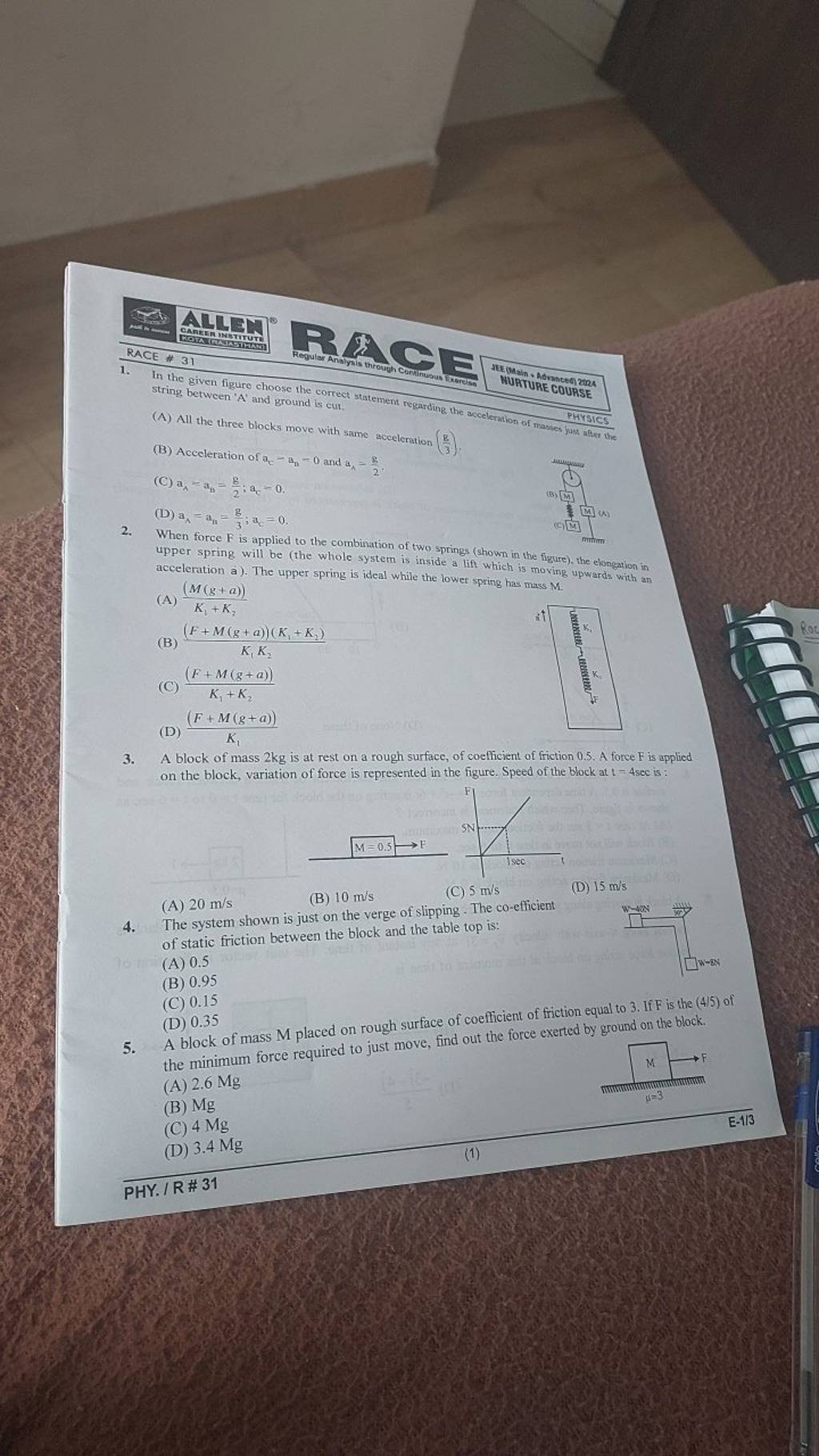 1 Race 31 Physics In The Given Figure Choose The Correct Statement Reg