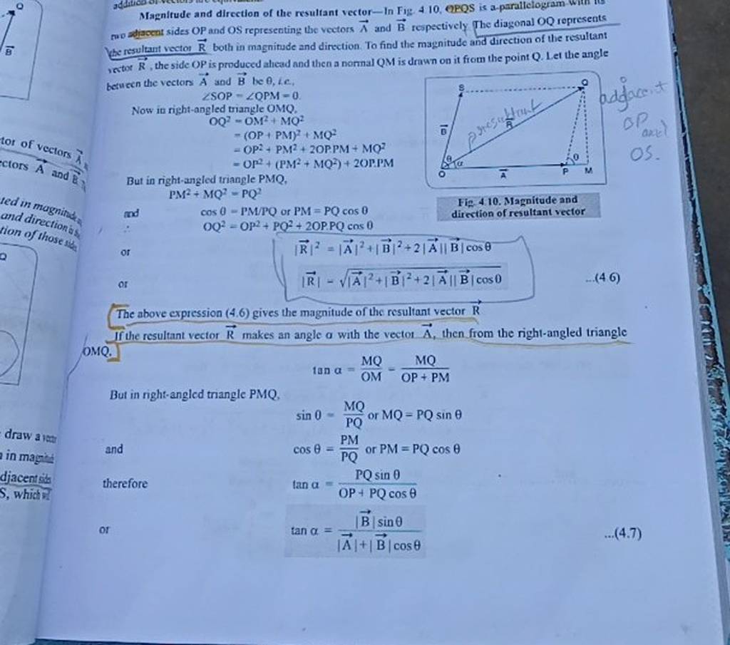 Magnitude And Direction Of The Resultant Vector In Fig 4 10 Opqs Is A P 5733