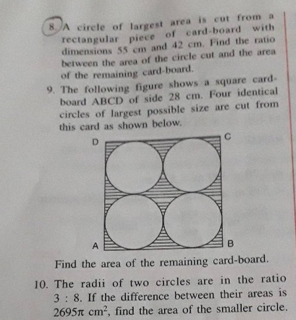 8-a-circle-of-largest-area-is-cut-from-a-rectangular-piece-of-card-board