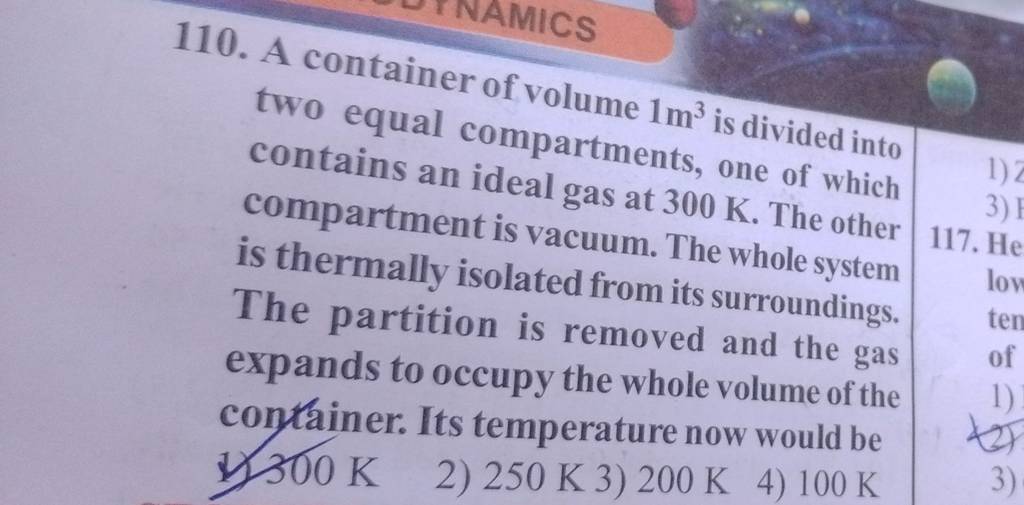 110-a-container-of-volume-1-m3-is-divided-into-two-equal-compartments-o