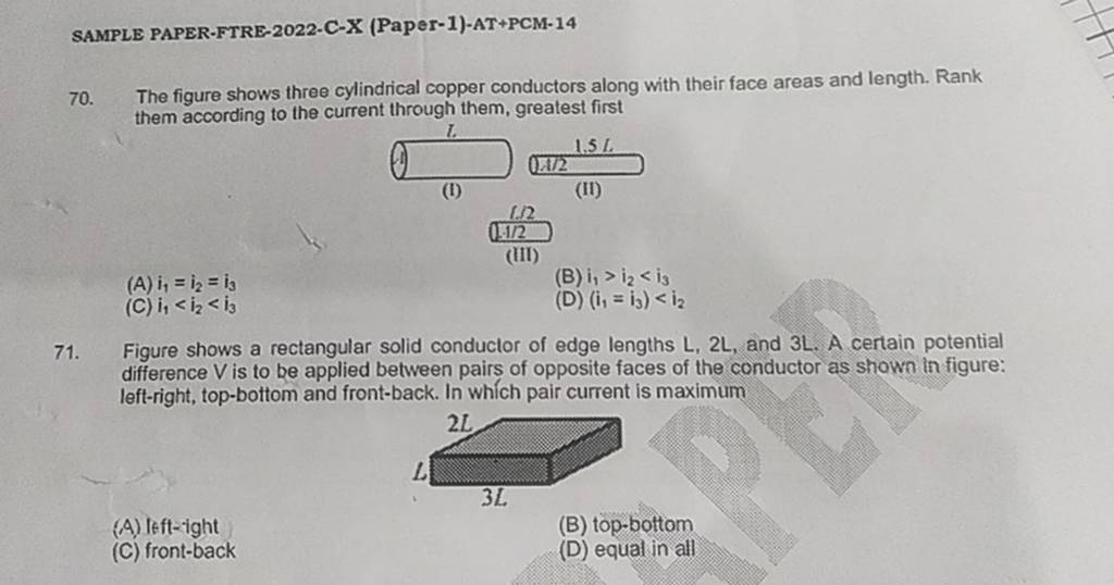 Figure shows a rectangular solid conduclor of edge lengths L, 2L, and 3 L..