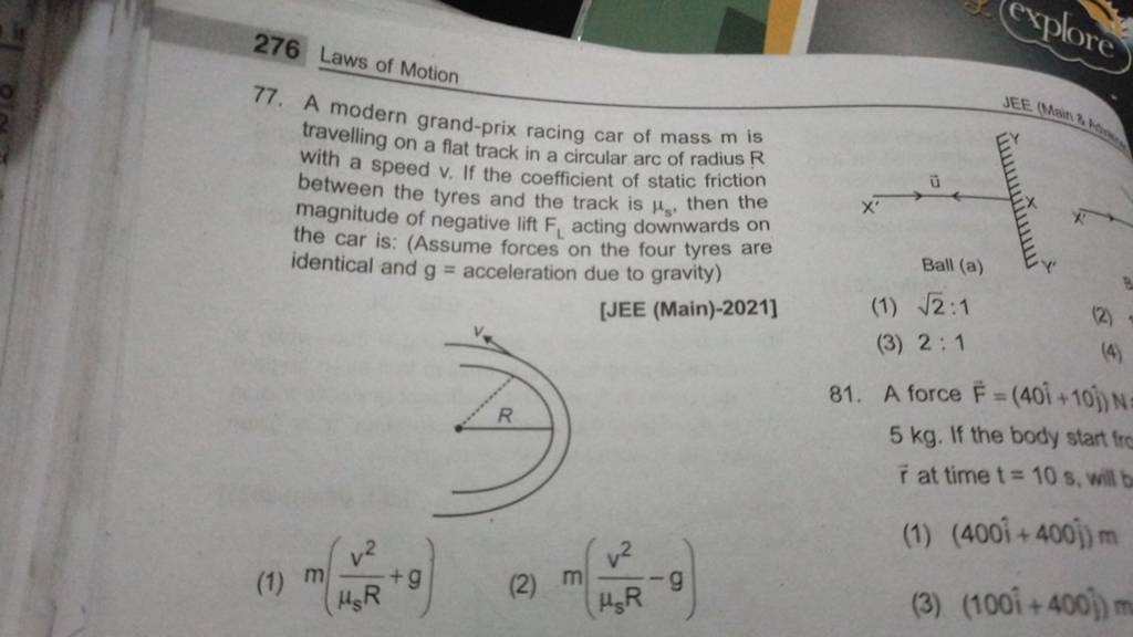 Laws Of Motion A Modern Grand Prix Racing Car Of Mass M Is Travel