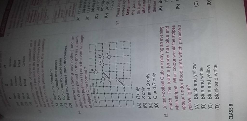 Two mirrors (facing each other) and an aj ecctO are placed in the grid as..