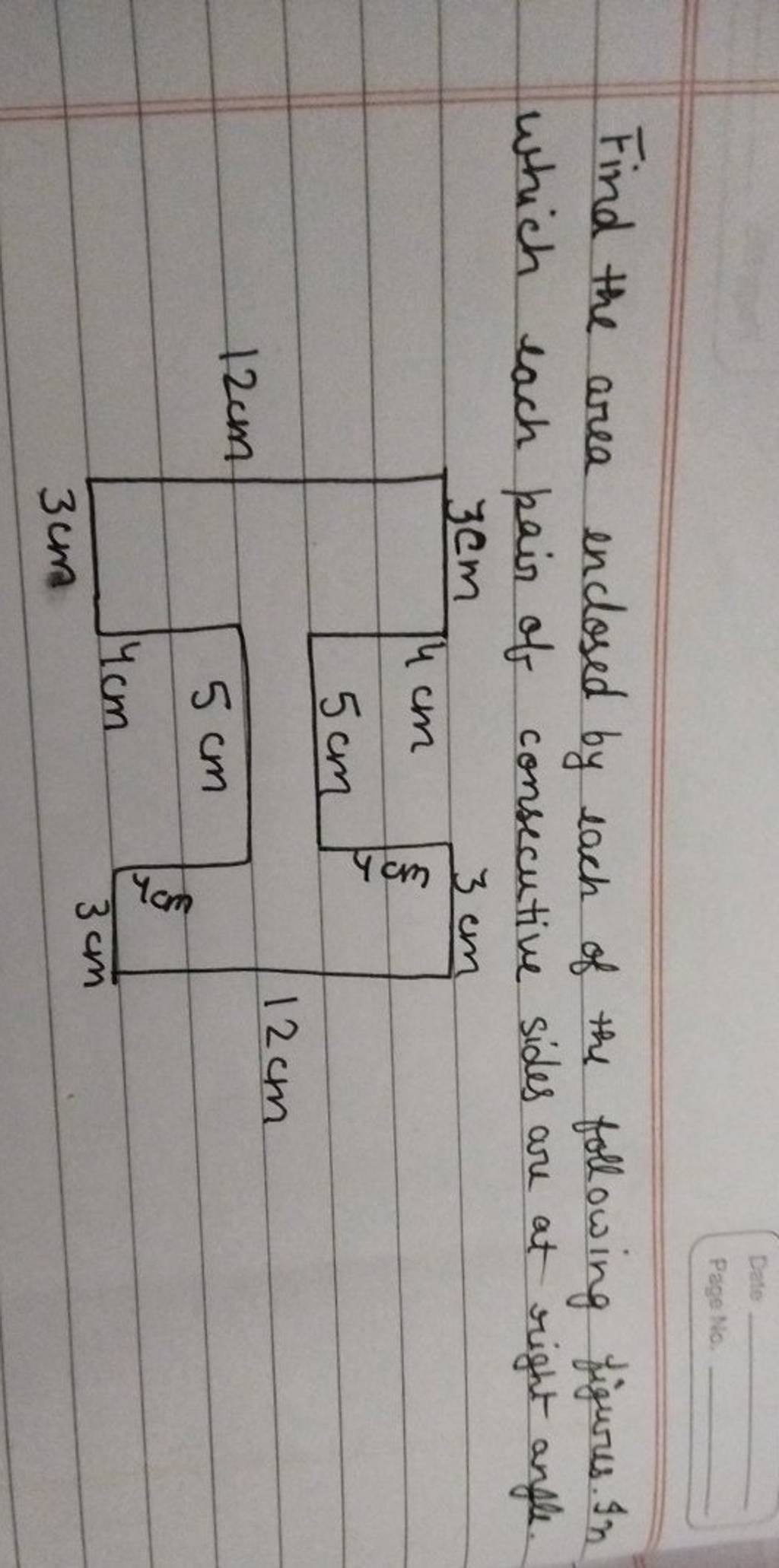 Find the area enclosed by each of the following figures. In which each pa..