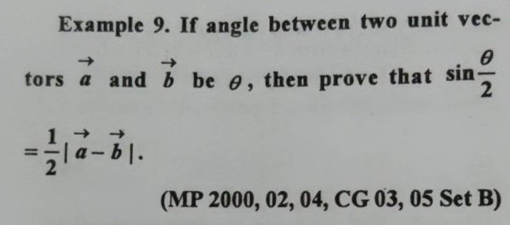 Example 9. If Angle Between Two Unit Vectors A And B Be θ, Then Prove Tha..