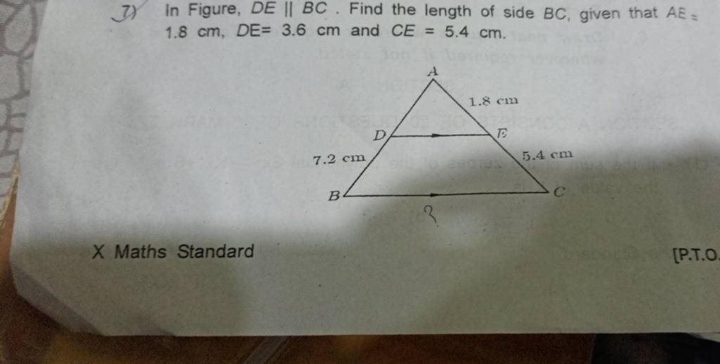 7-in-figure-de-bc-find-the-length-of-side-bc-given-that-ae-1-8-cm-de