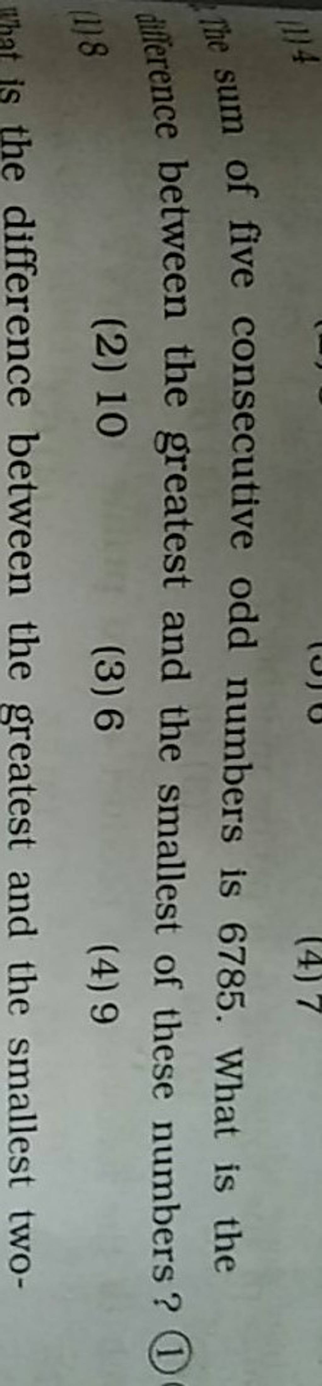 the-sum-of-five-consecutive-odd-numbers-is-6785-what-is-the-difference