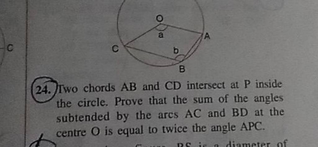 24. Two chords AB and CD intersect at P inside the circle. Prove that 