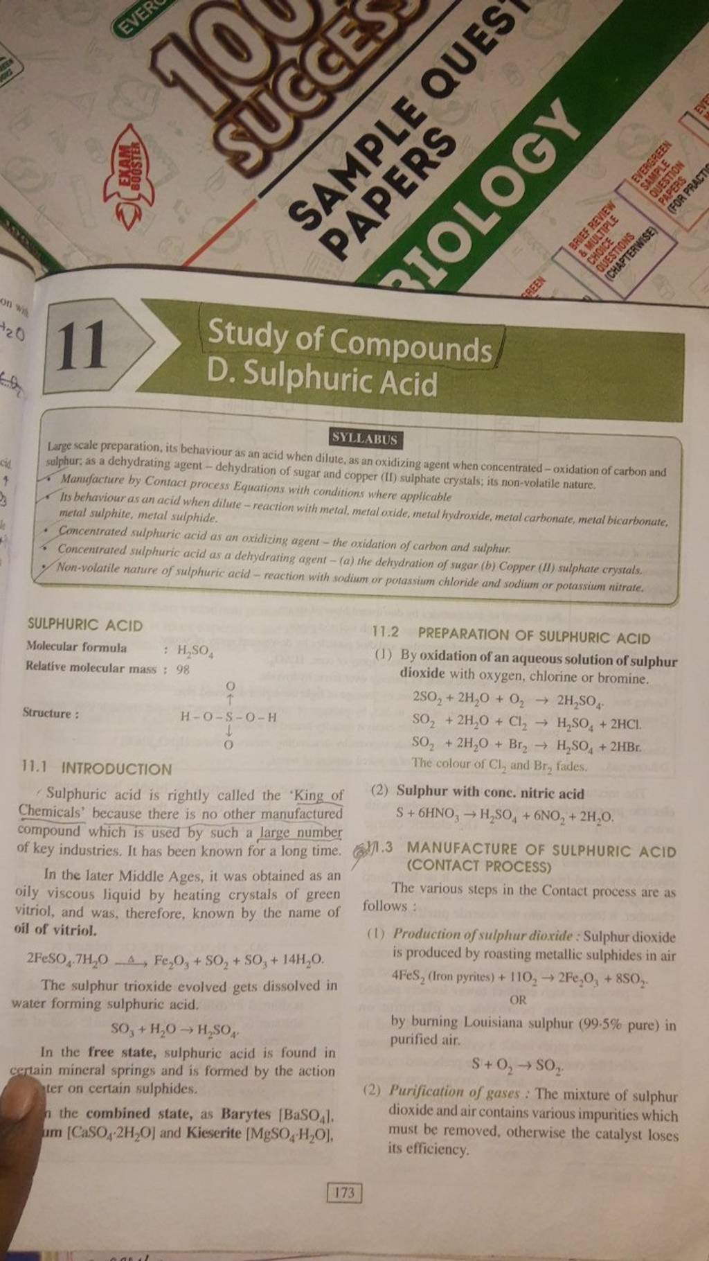 Study Of Compounds D. Sulphuric Acid SYLLABUS Large Scale Preparation, It..