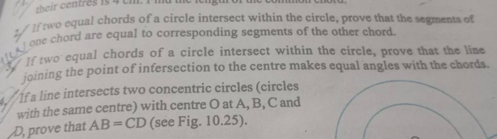 2. If two equal chords of a circle intersect within the circle, prove 