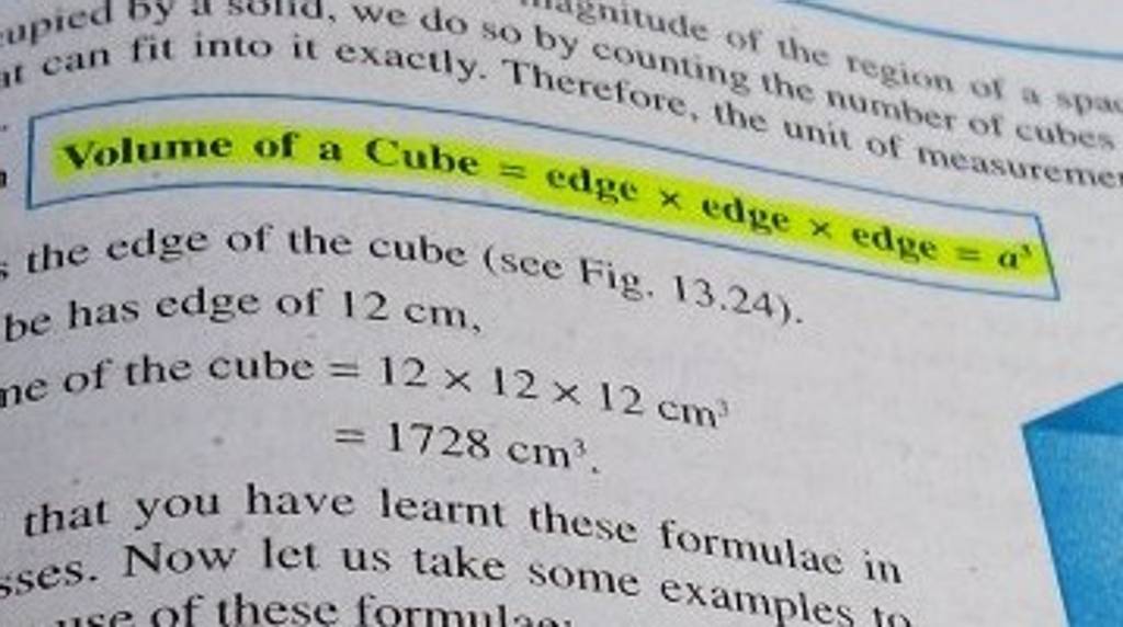 volume of a cube edge