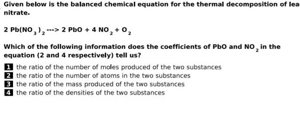 Given Below Is The Balanced Chemical Equation For The Thermal Decompositi..