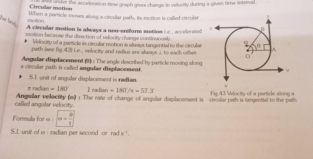 Circular motion When a particle moves along a circular path, its motion i..
