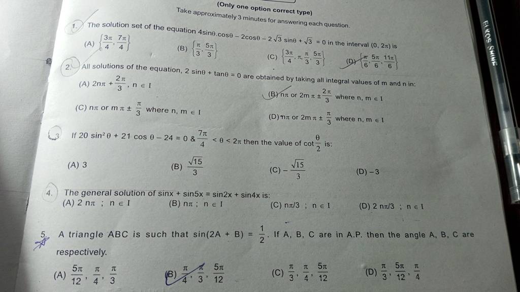 the-general-solution-of-sinx-sin5x-sin2x-sin4x-is-filo