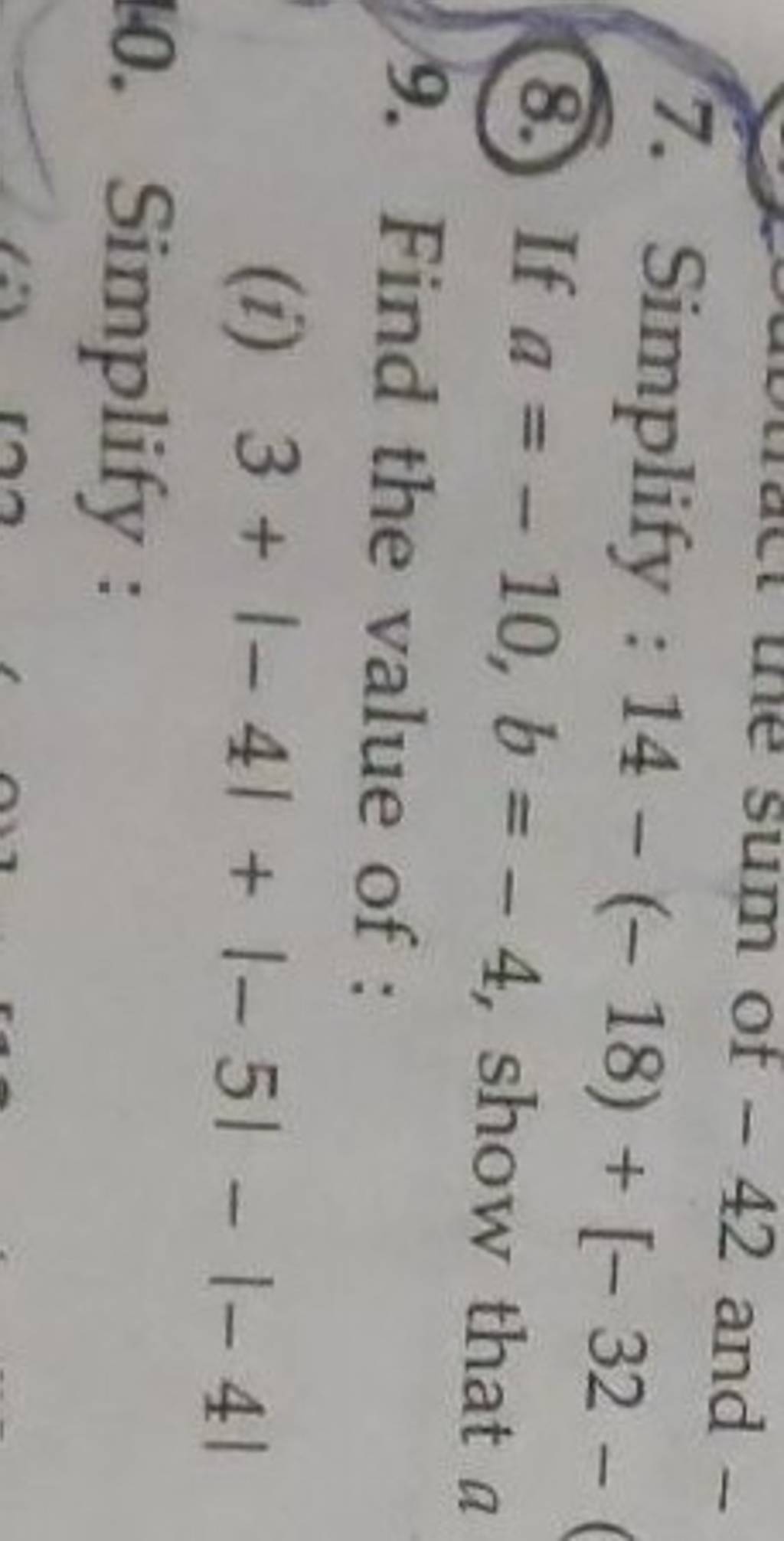 7 Simplify 14 18 32 8 If A 10 b 4 Show That A 9 Find The 7 Simplify 14 18 32 8 If A 10 b 4 Show That A 9 Find The