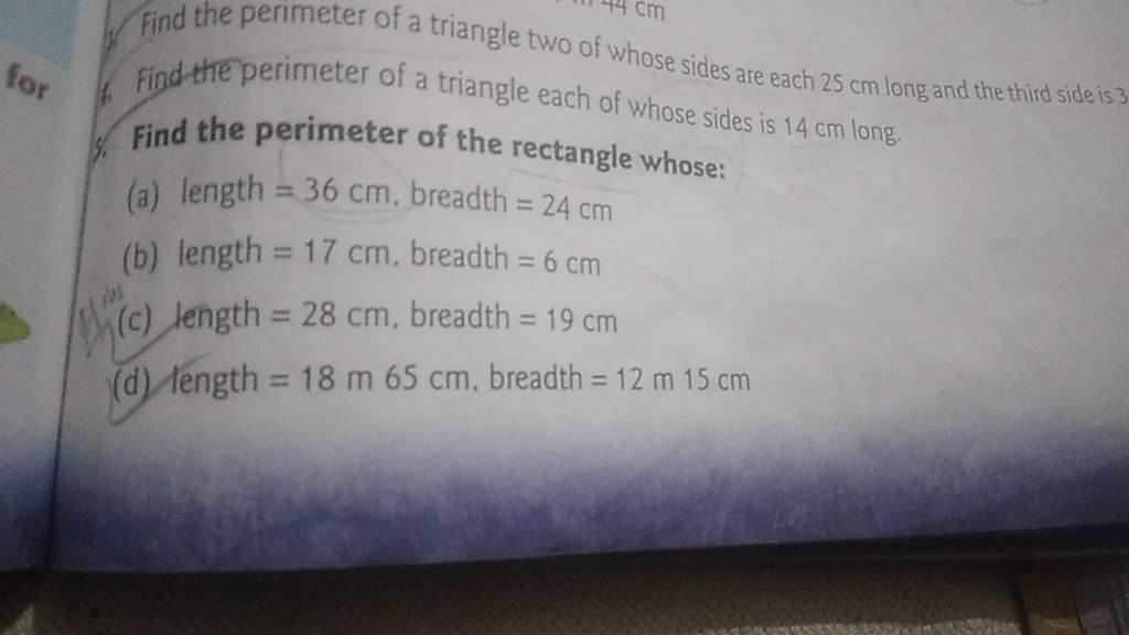 how to find perimeter of a triangle with two missing sides