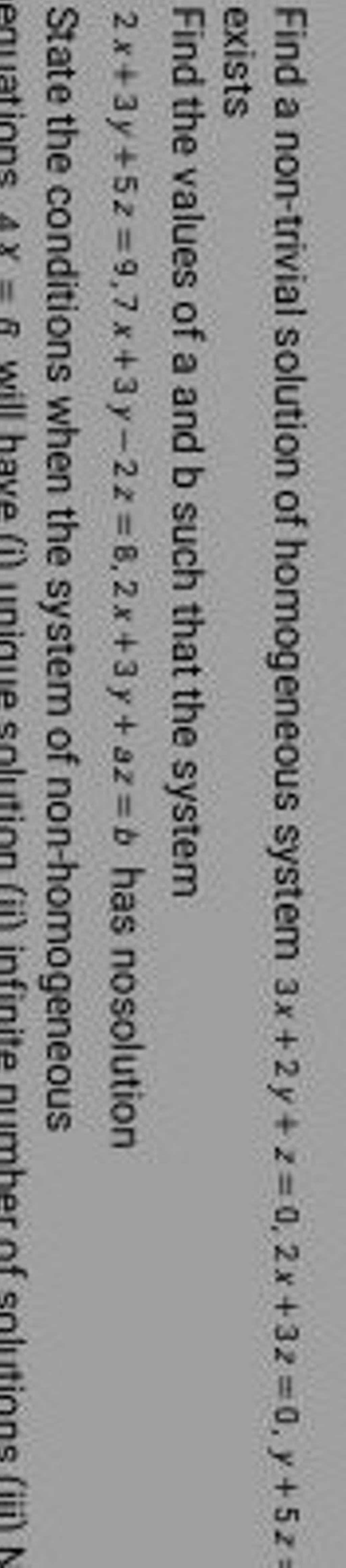 find-a-non-trivial-solution-of-homogeneous-system-3x-2y-z-0-2x-3z-0-y-5z