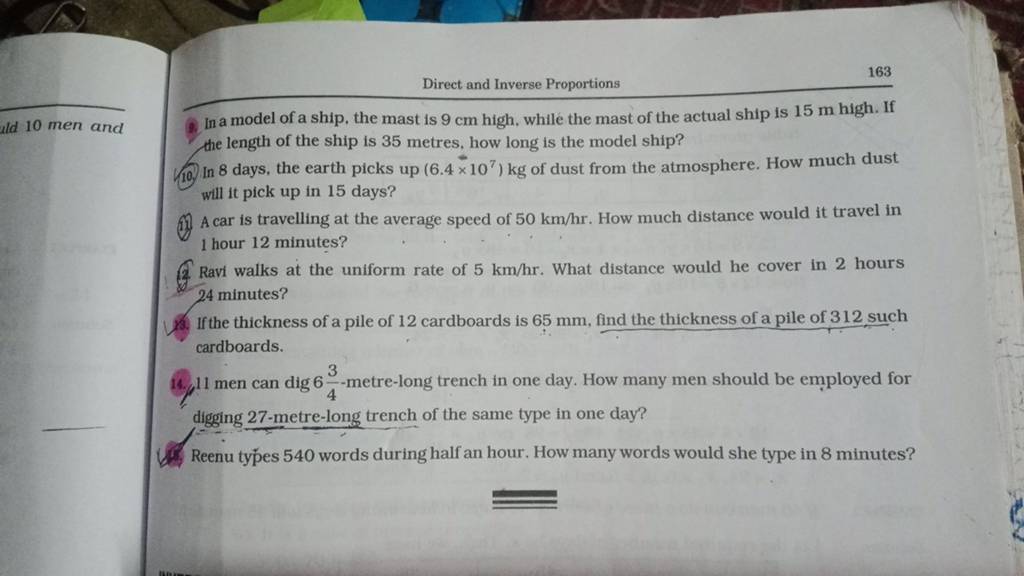 Direct And Inverse Proportions In A Model Of A Ship The Mast Is 9 Cm Hig 