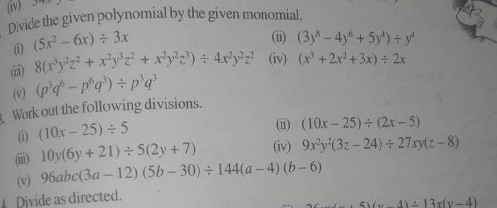 Divide The Given Polynomial By The Given Monomial I 5x2−6x÷3x Ii 9079