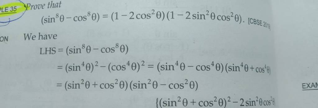 Sin8 Prove that (sin8θ−cos8θ)=(1−2cos2θ)(1−2sin2θcos2θ). [CBSE 2 of We have