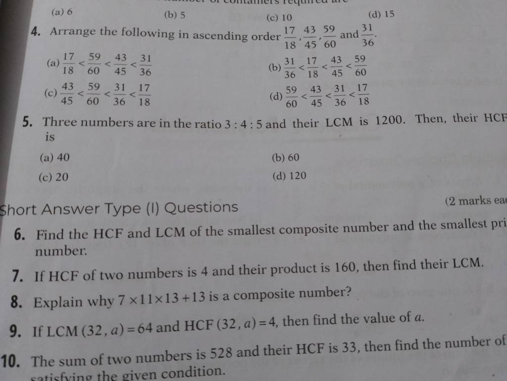 put 11 15 4 5 and 6 10 in ascending order