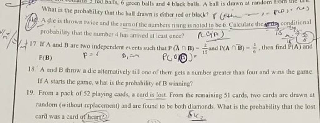 What is the probability that the ball drawn is cither ted or black?  f