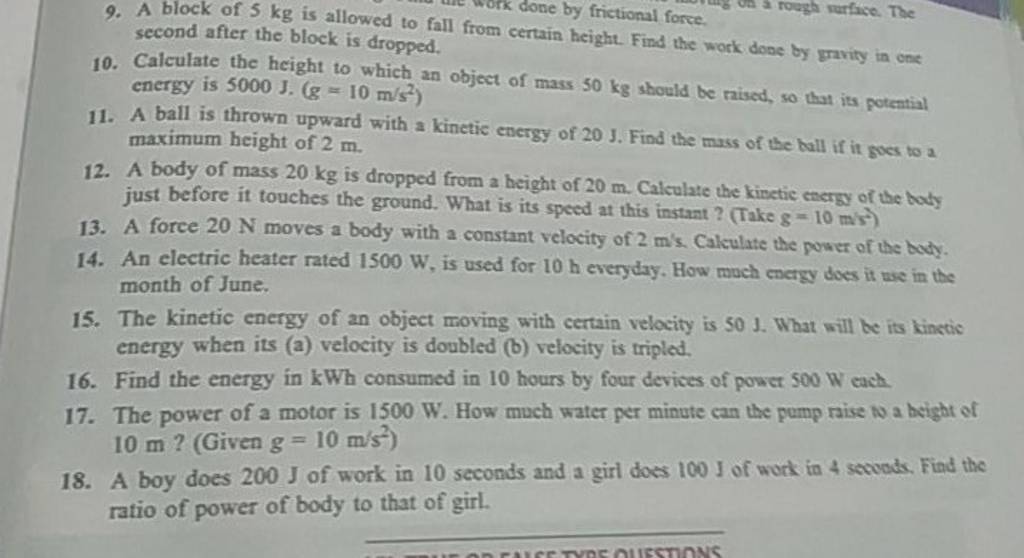 9-a-block-of-5-kg-is-allowed-to-fall-from-done-by-frictional-force-secon