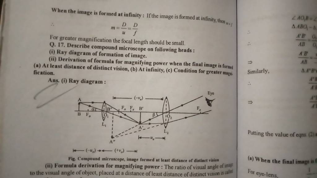 When the image is formed at infinity If the image is formed at infinity..