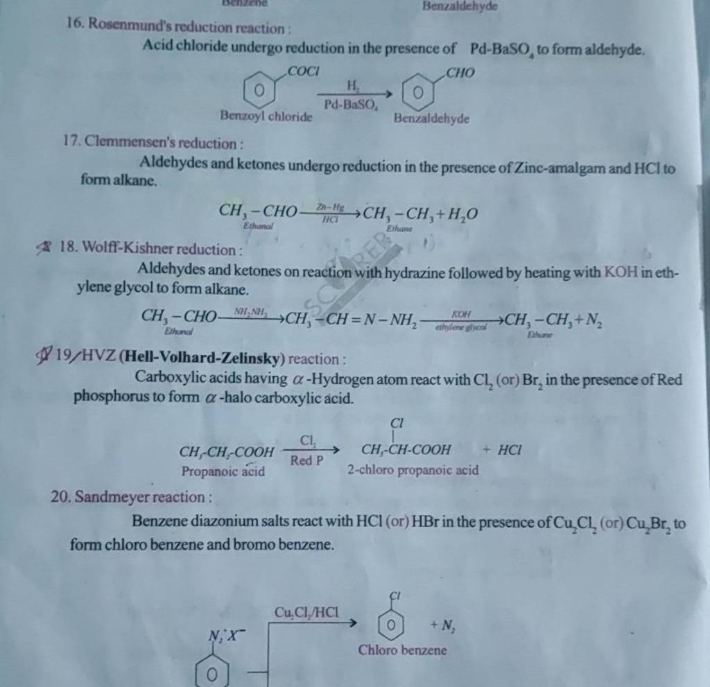 16. Rosenmund's Reduction Reaction : Acid Chloride Undergo Reduction In T..