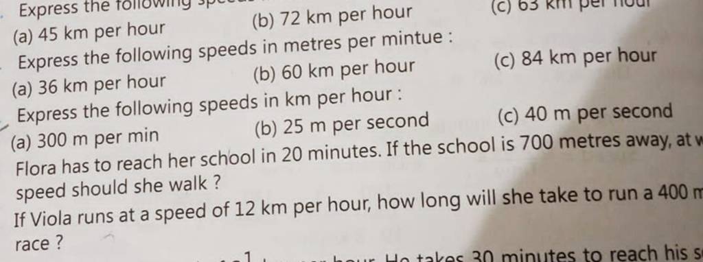  a 45 Km Per Hour b 72 Km Per Hour Express The Following Speeds In Met 