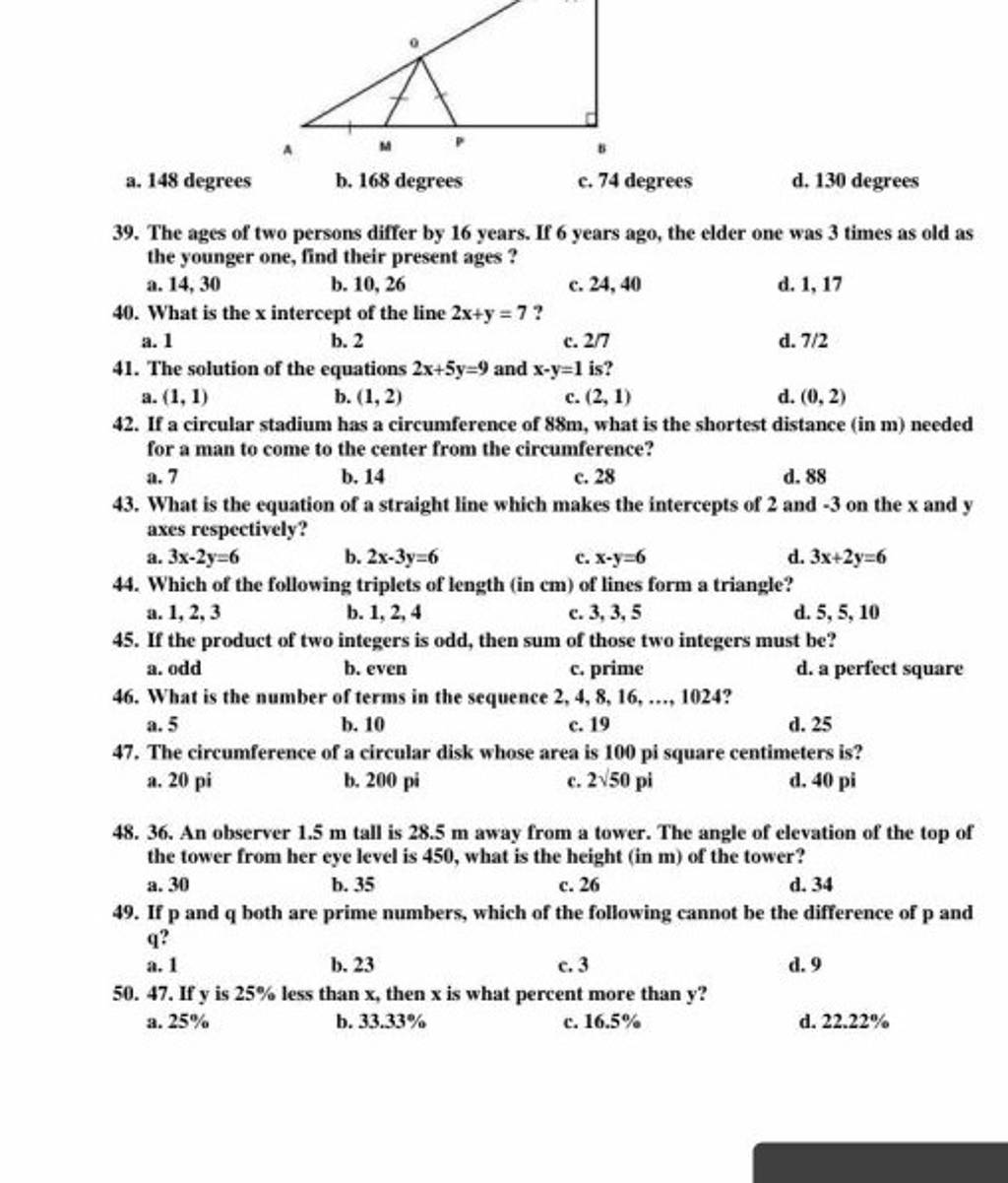 Geometry Formula Sheet Grade 9