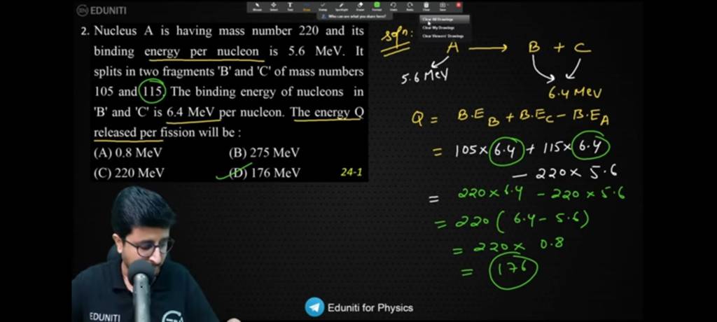 nucleus having mass number 220