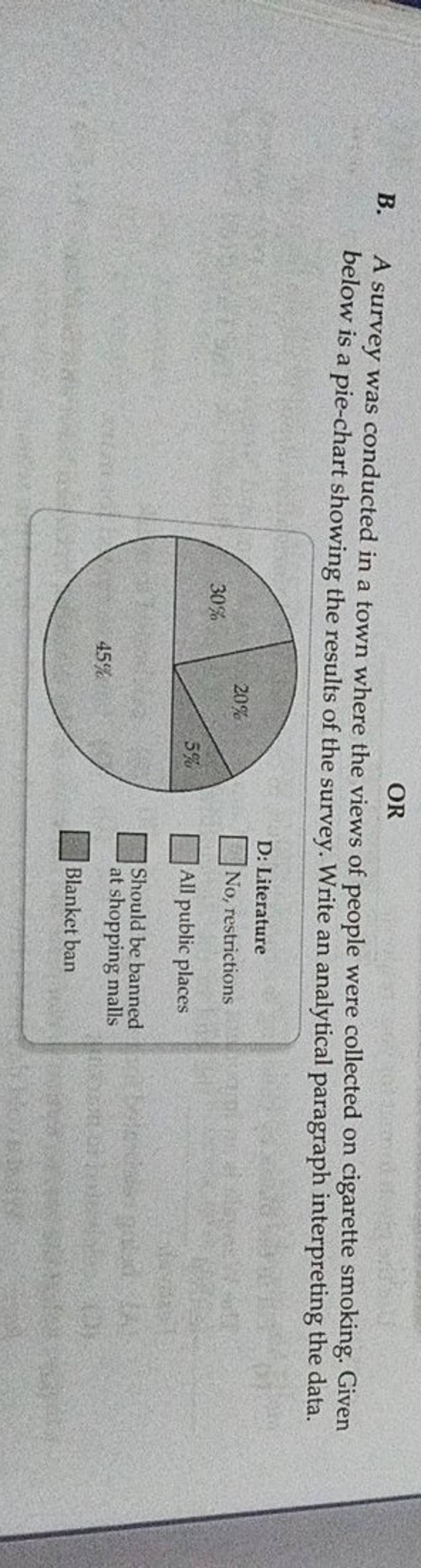 B. A Survey Was Conducted In A Town Where The Views Of People Were Collec..