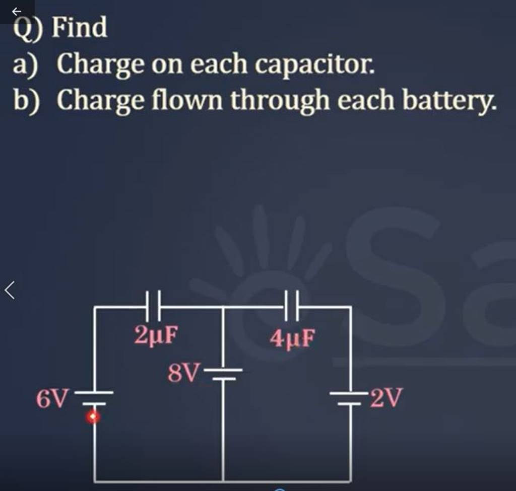 Q) Find ← A) Charge On Each Capacitor. B) Charge Flown Through Each Batt..