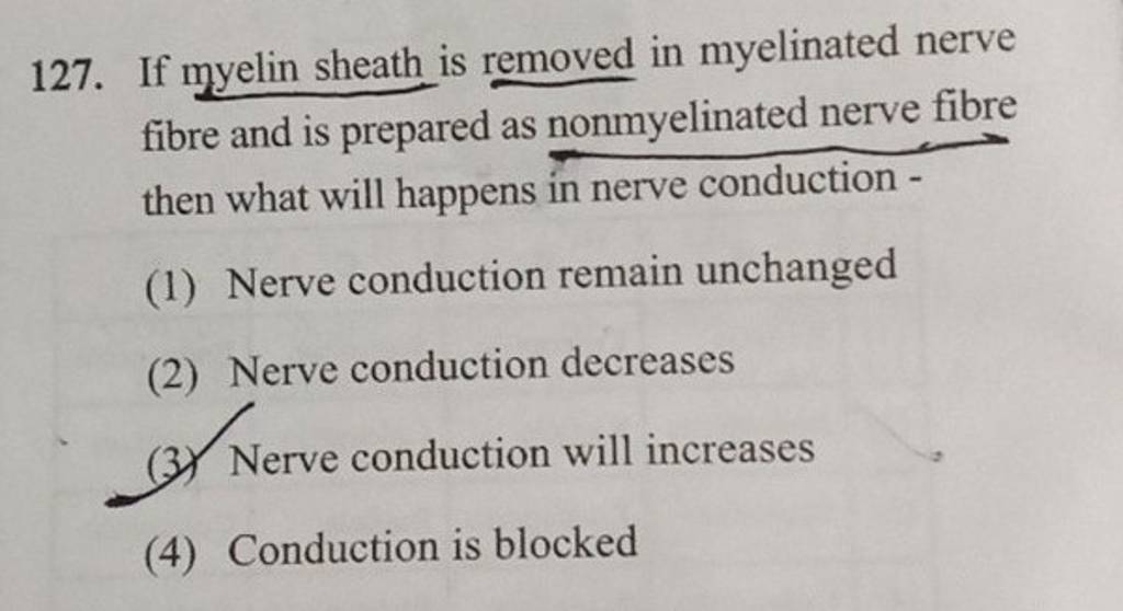 If myelin sheath is removed in myelinated nerve fibre and is prepared 