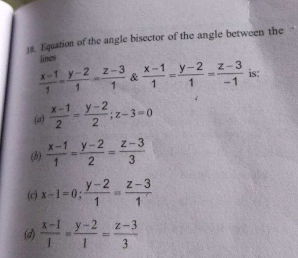 Equation Of The Angle Bisector Of The Angle Between The Lines 1x−1 1y−2 1223