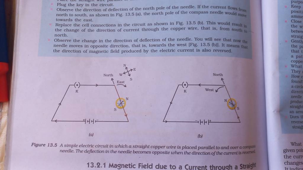 Plug the key in the circuit. Observe the direction of deflection of the n..