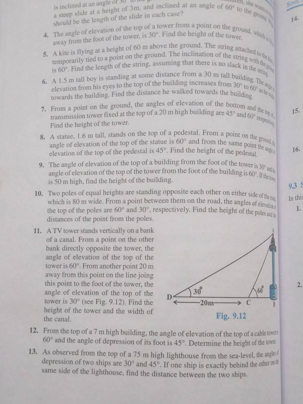 is inclined at an angle of 34 a steep slide at a height of 3 m, and incli..