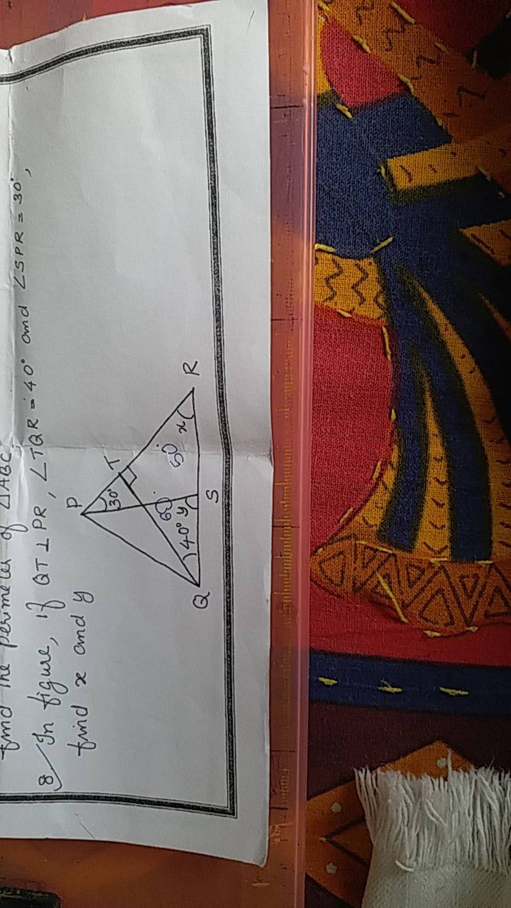 8 In Figure If Qt⊥pr∠tqr40∘ And ∠spr30∘ Find X And Y Filo 7539