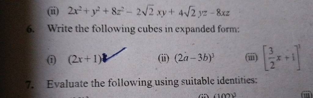 ii-2x2-y2-8z2-22-xy-42-yz-8xz-6-write-the-following-cubes-in-expanded