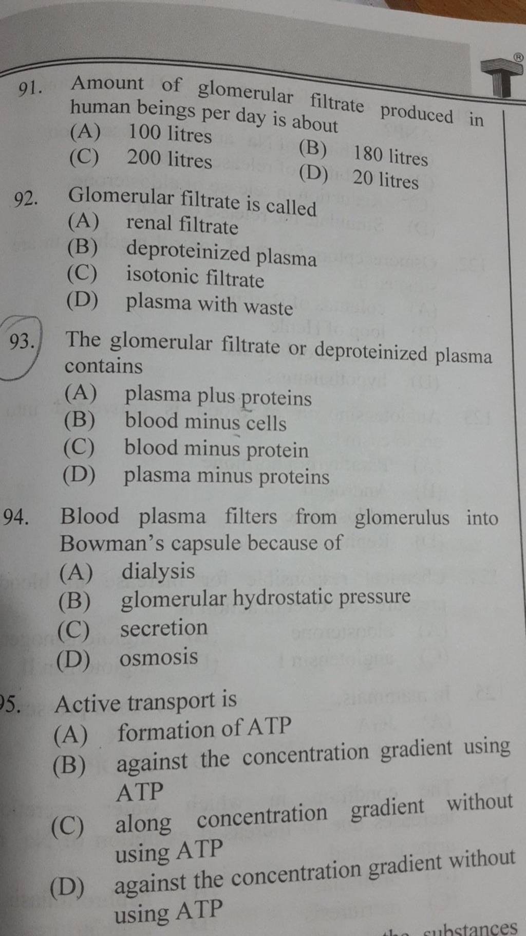 Blood plasma filters from glomerulus into Bowman's capsule because of..