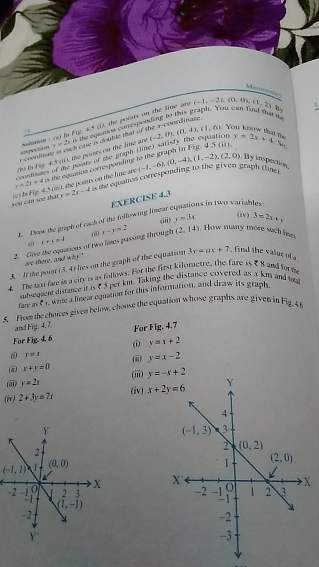 b In Fig 4 5 ii The Points On The Graph line Satisty The Equation b In Fig 4 5 ii The Points On The Graph line Satisty The Equation