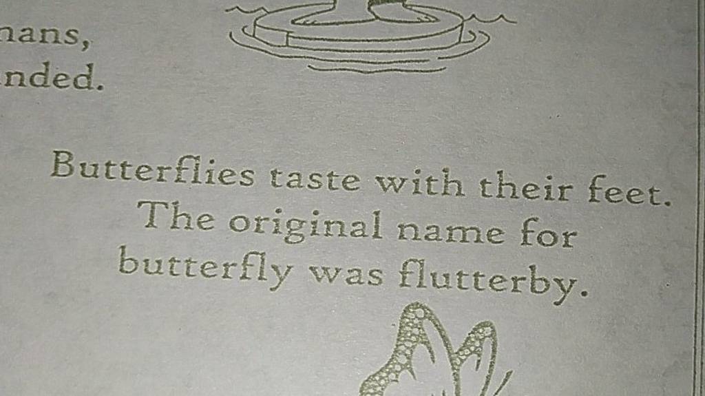 Butterflies taste with their feet. The original name for butterfly was fl..